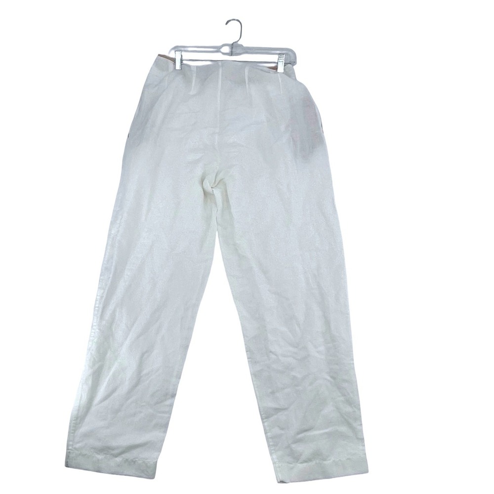 Doen Women Trousers High Waist Wide Leg White Linen Blend Size 12 NWOT